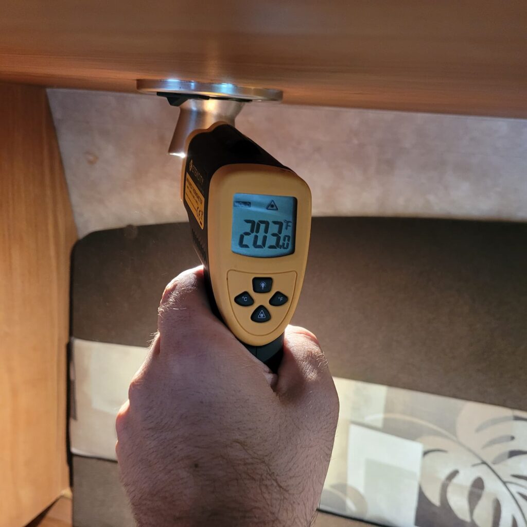 Photo of thermometer reading  203 degrees