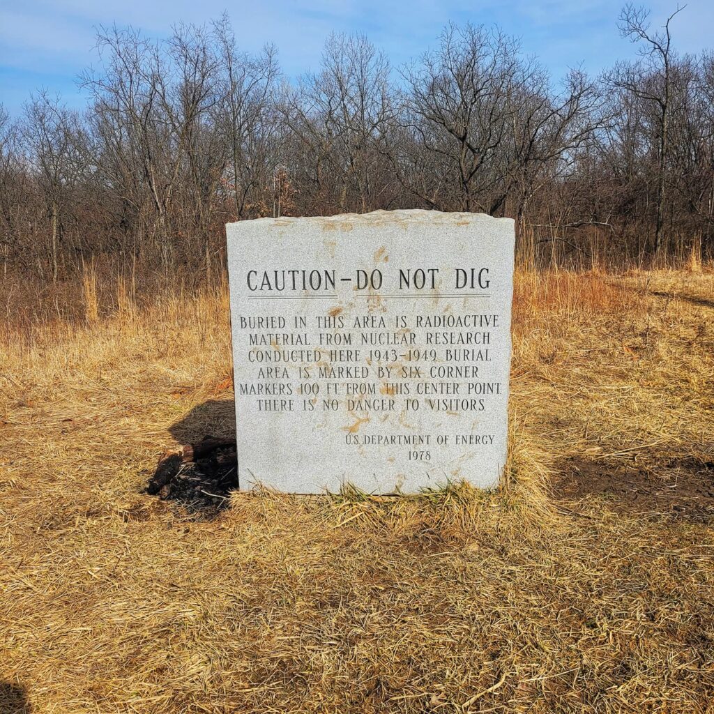 Photo of stone marked for buried nuclear reactor