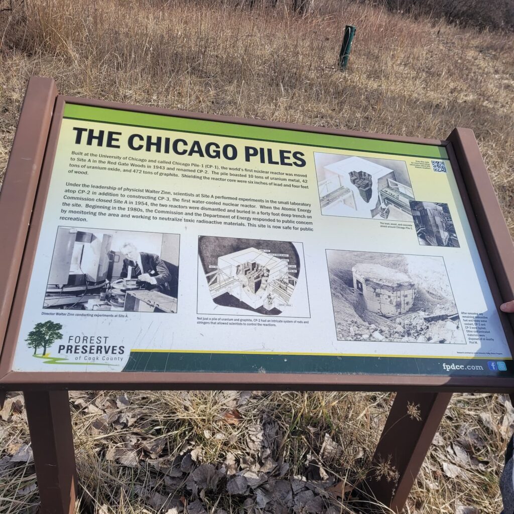 Photo of informational sign about Chicago Piles