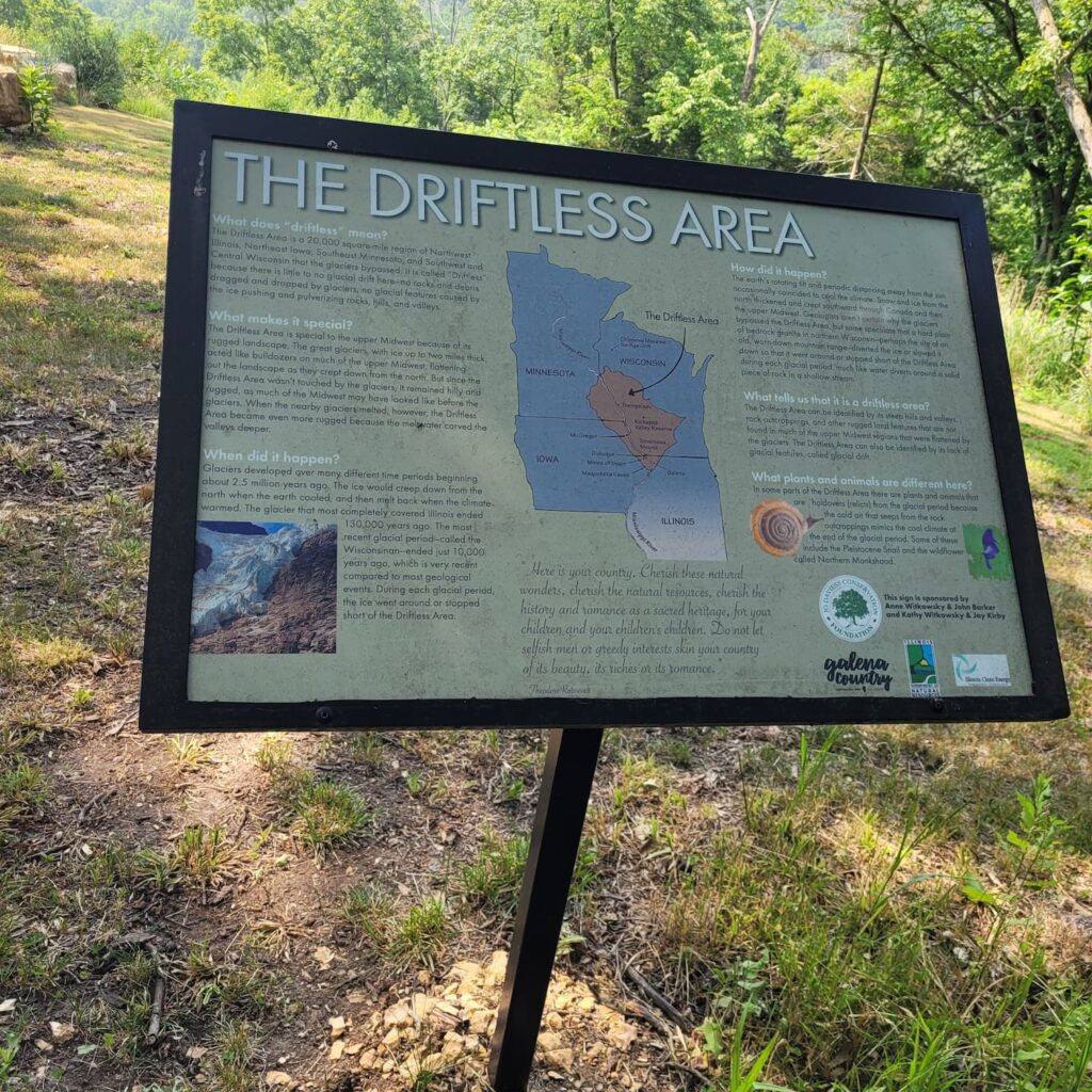 Informational sign about the driftless area