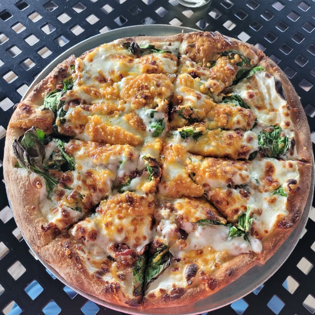 Woodfired pizza at Hairy Cow Brewing