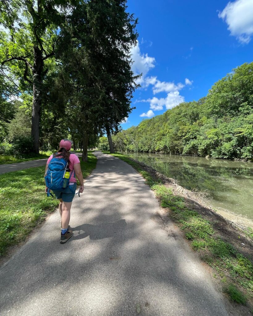 Photo of Jen walking at Krape Park