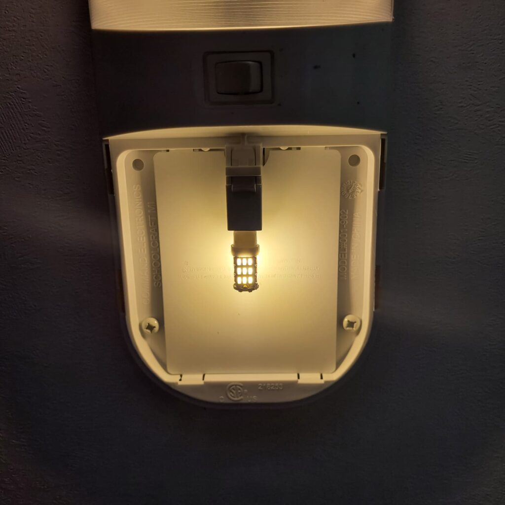RV light fixture with LED bulb
