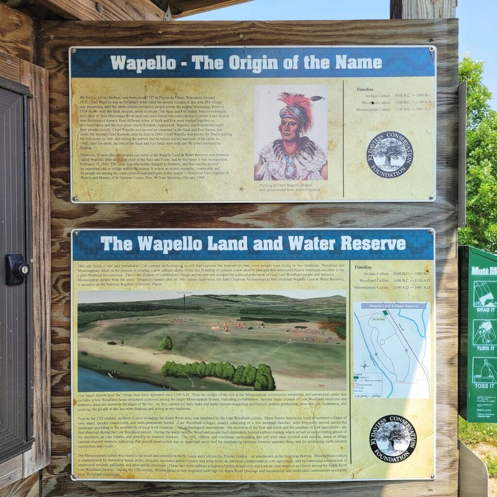 Informational signs at Wapello Land and Water Reserve