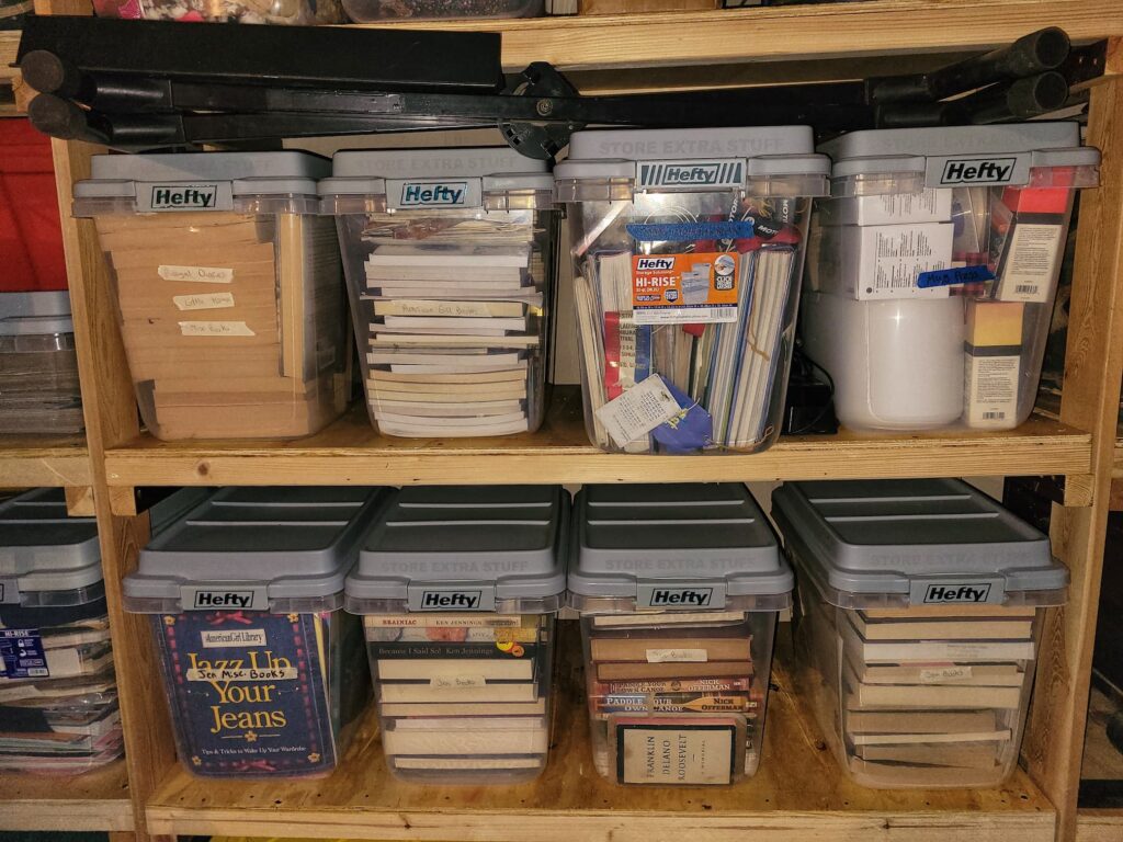 Photo of shelves full of storage bins