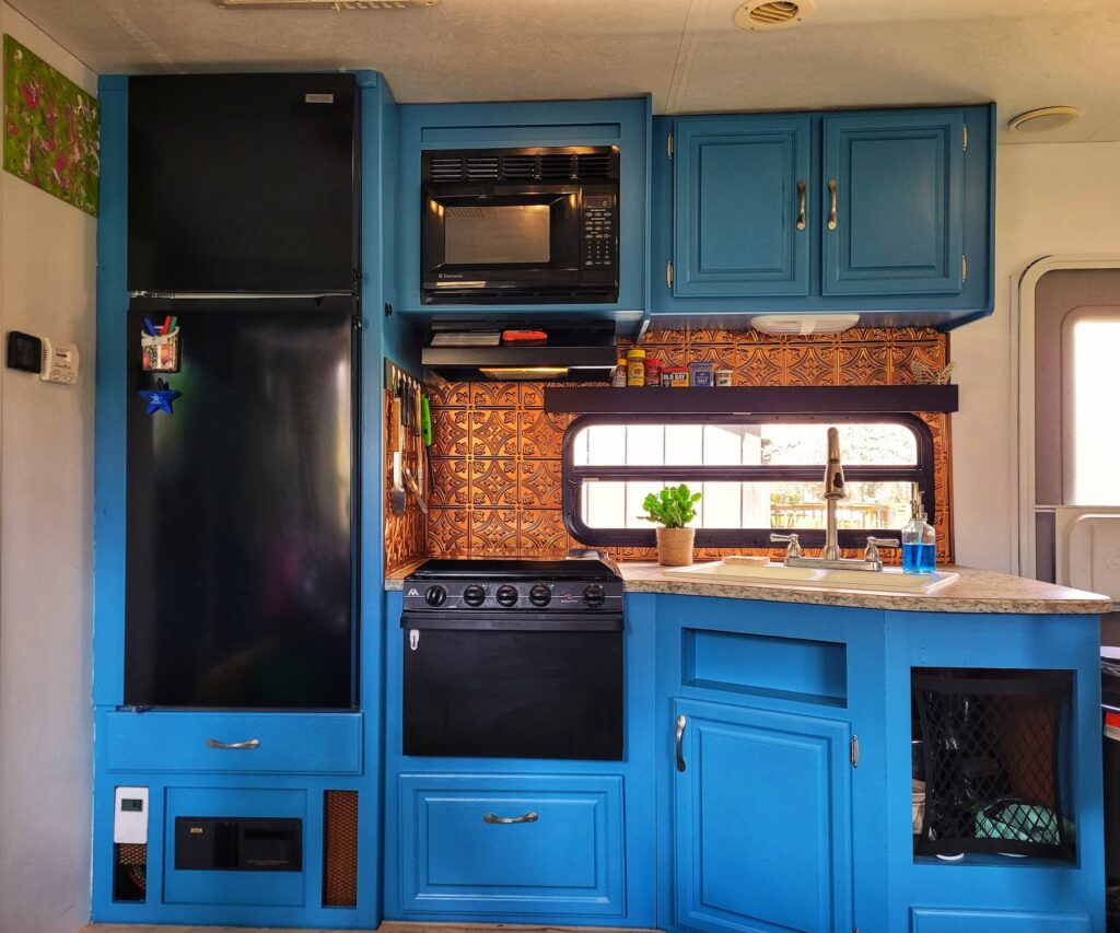 Photo of RV kitchen after renovation
