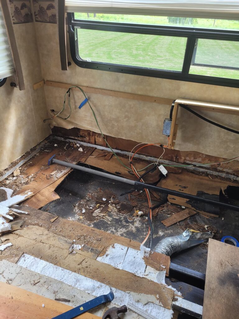 photo of removal of rv subfloor