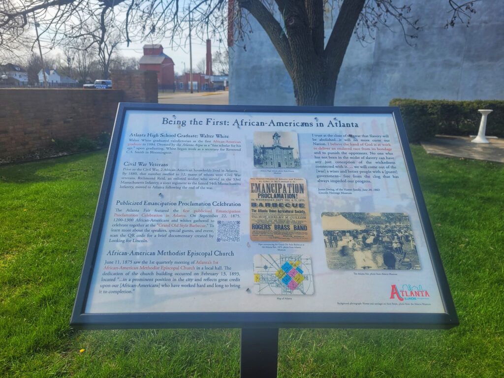 informational sign about African Americans in Atlanta IL