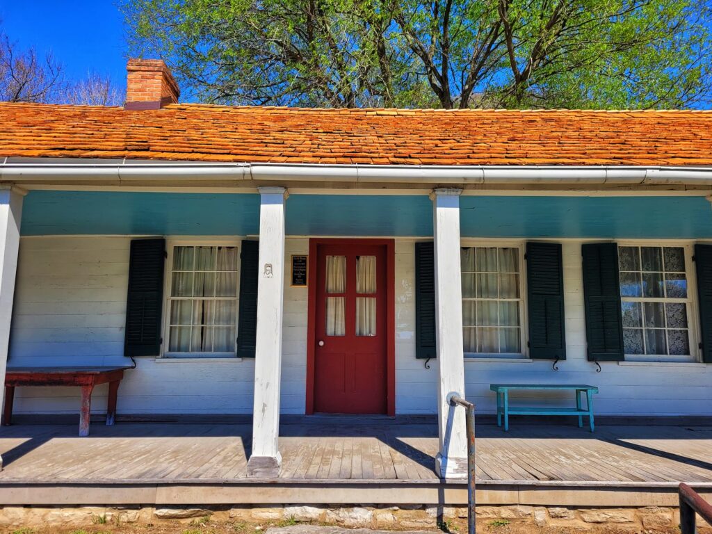 closeup of the Creole house in Prairie du Rocher