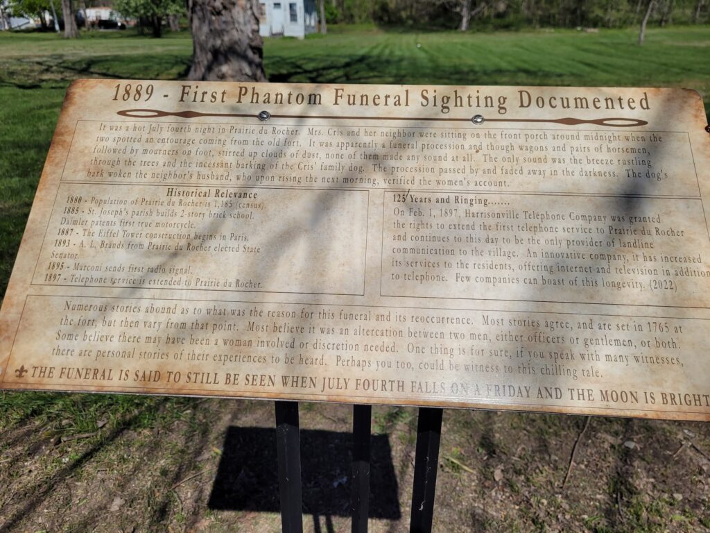 informational sign for the first phantom funeral sighting in Illinois