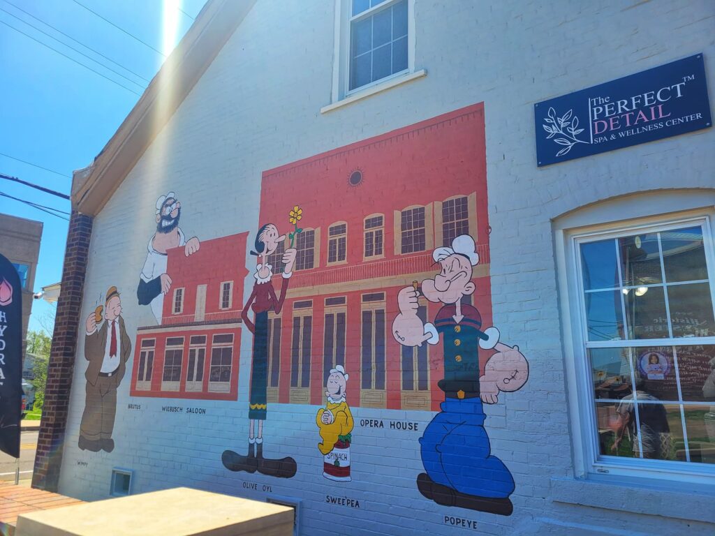 Mural of Popeye characters in Chester