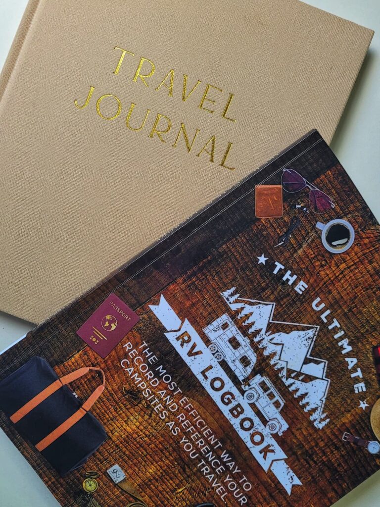 photo of travel journal and rv travel log