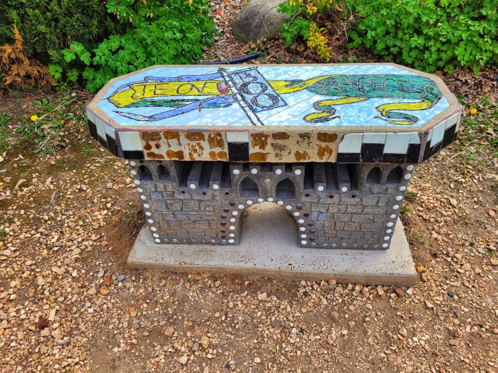 photo of themed bench at Boo Castle Park