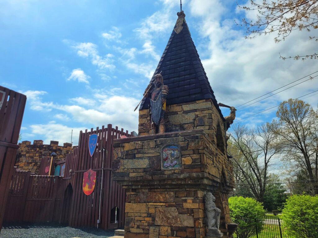 photo of knight statue and castle playground at Boo Castle Park