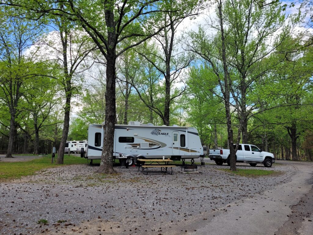 Photo of our RV in a campsite