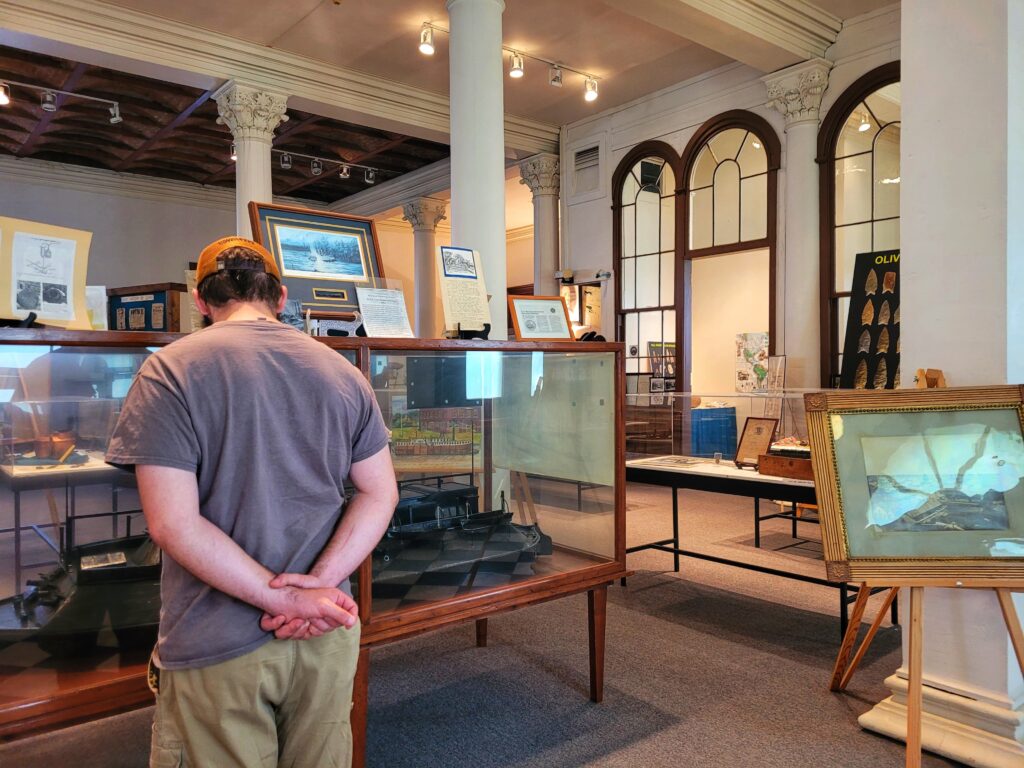 josh looking at exhibits at the cairo custom house museum