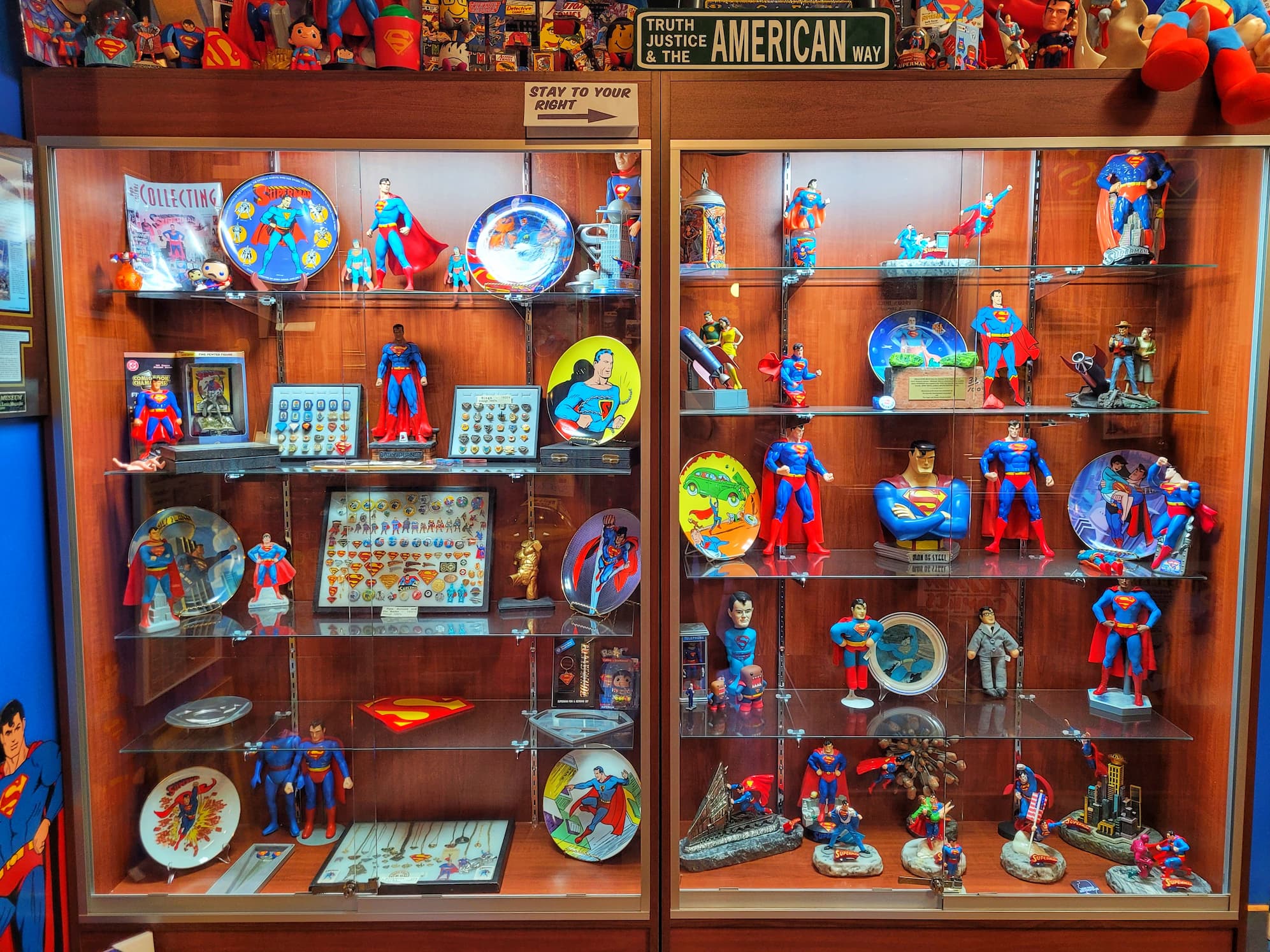 photo of display case of Superman memorabilia