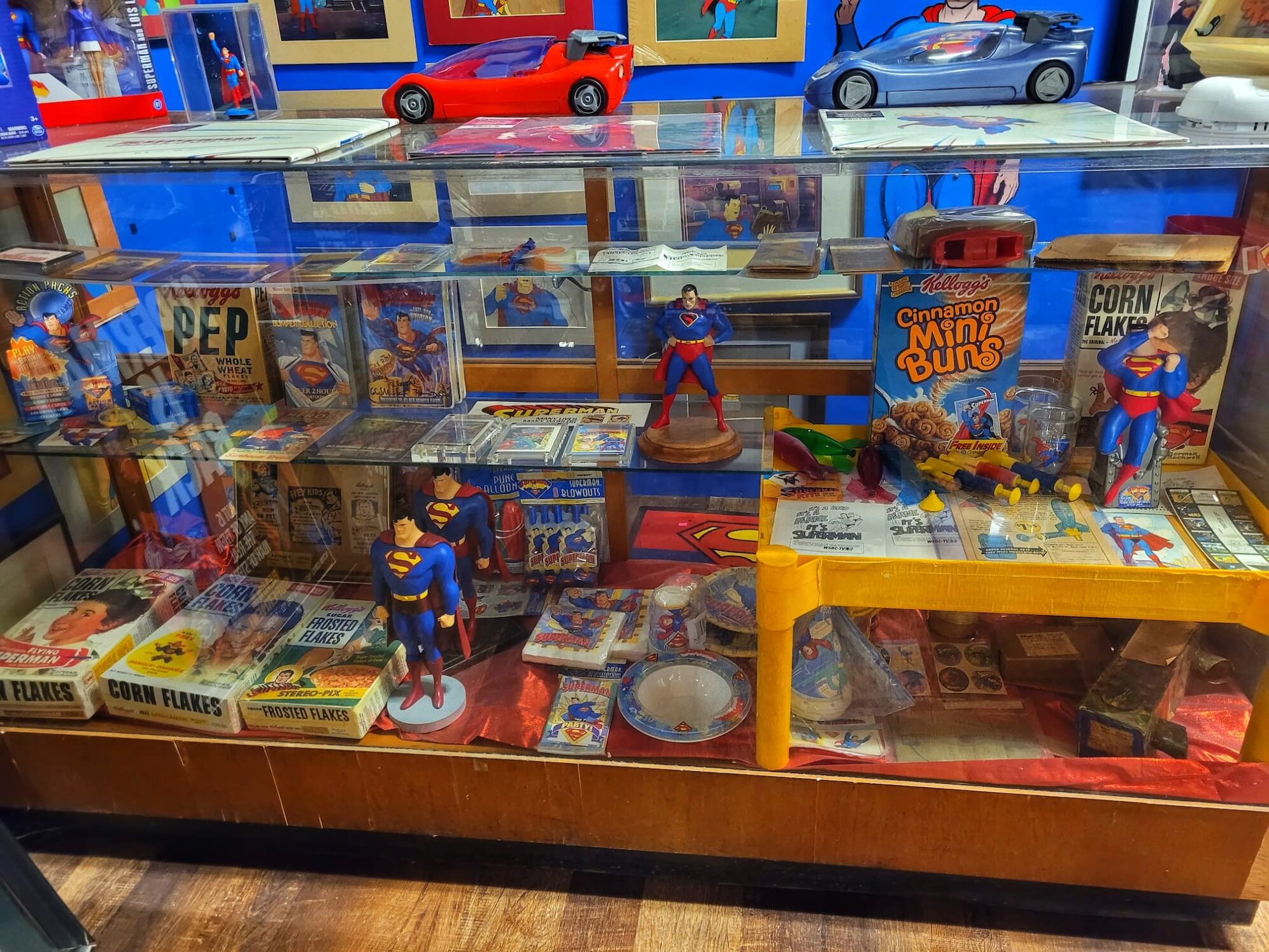 photo of Superman memorabilia including cereal boxes