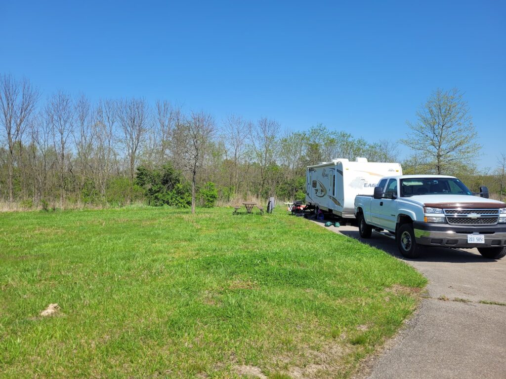 Photo of our camper in a campsite in Sparta