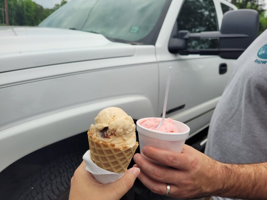 photo of us holding ice cream