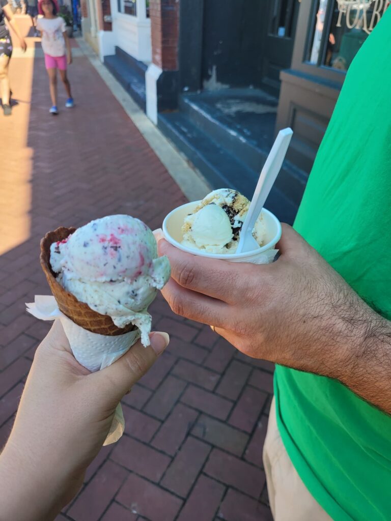 photo of us holding more ice cream