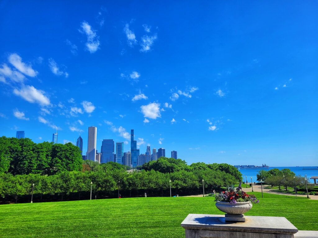 photo of Chicago and Lake Michigan from Museum Campus