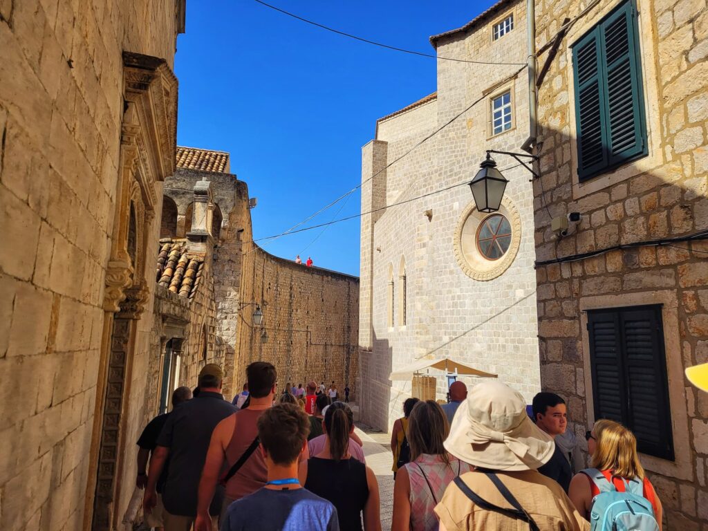 photo of our group walking in Dubrovnik