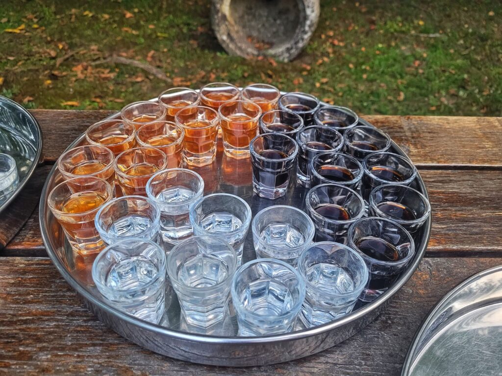 photo of platter of rakija shots