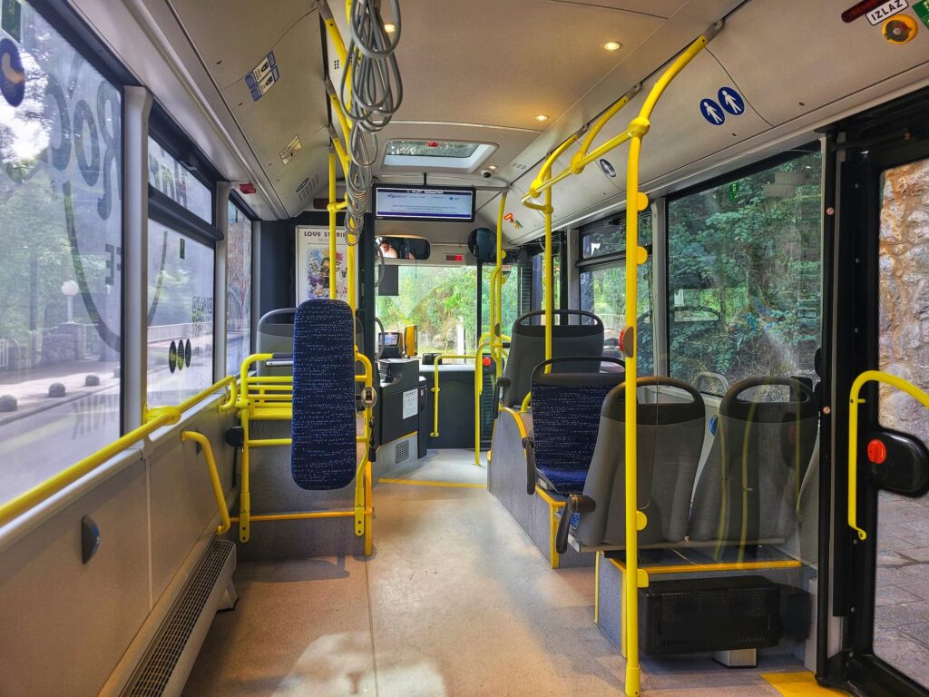 photo of interior of Dubrovnik city bus