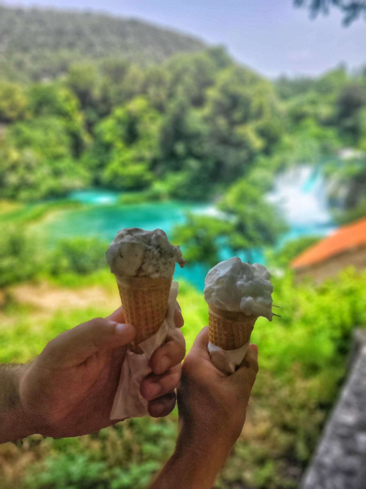 photo of us holding ice cream cones