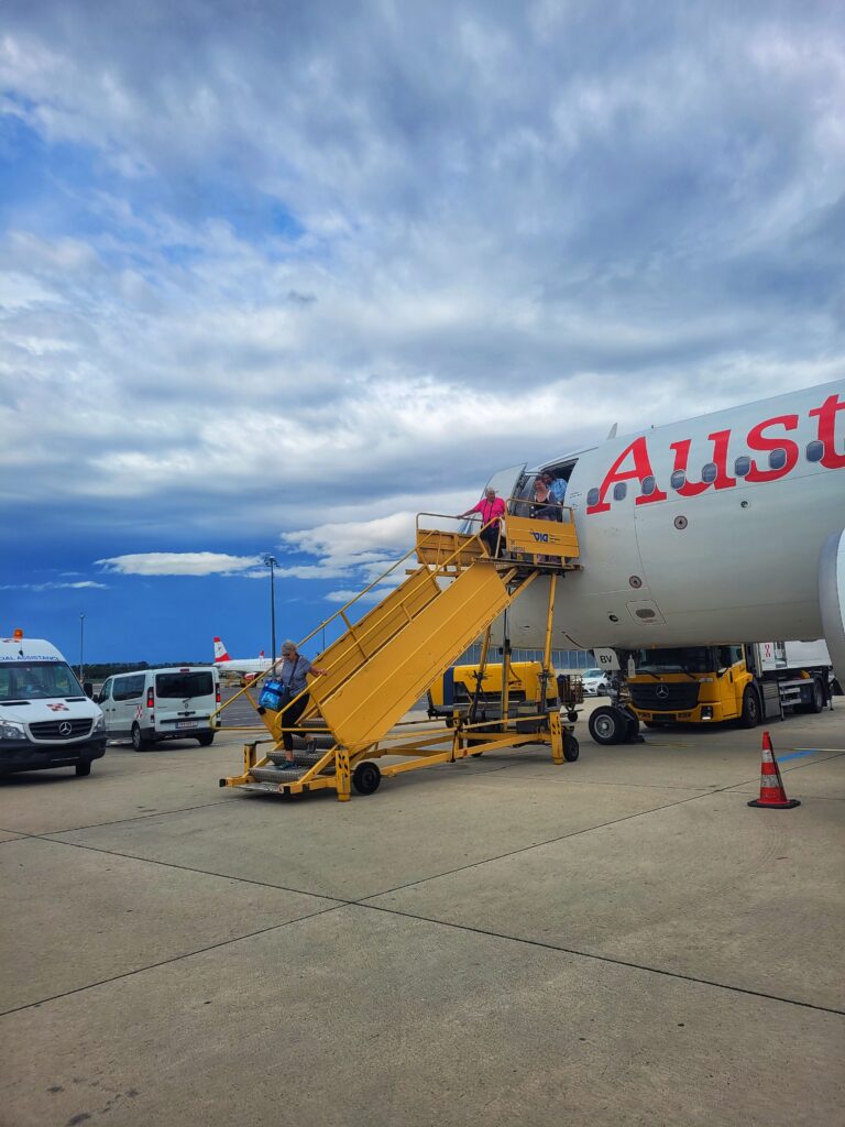 photo of stairs and our plane