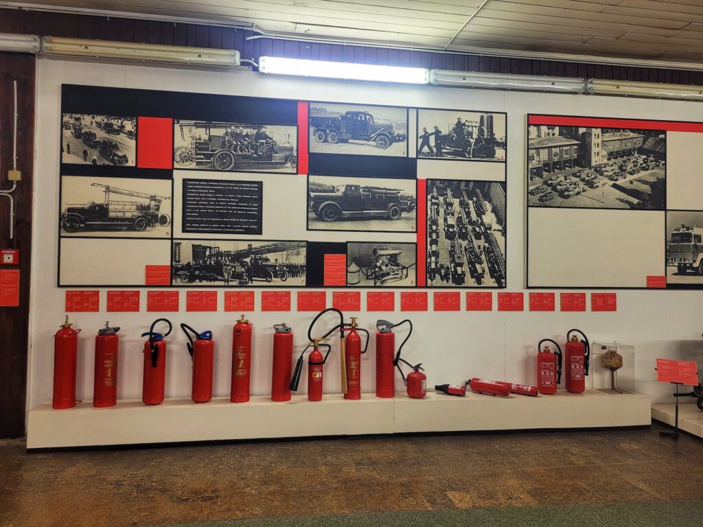 photo of wall of fire extinguishers