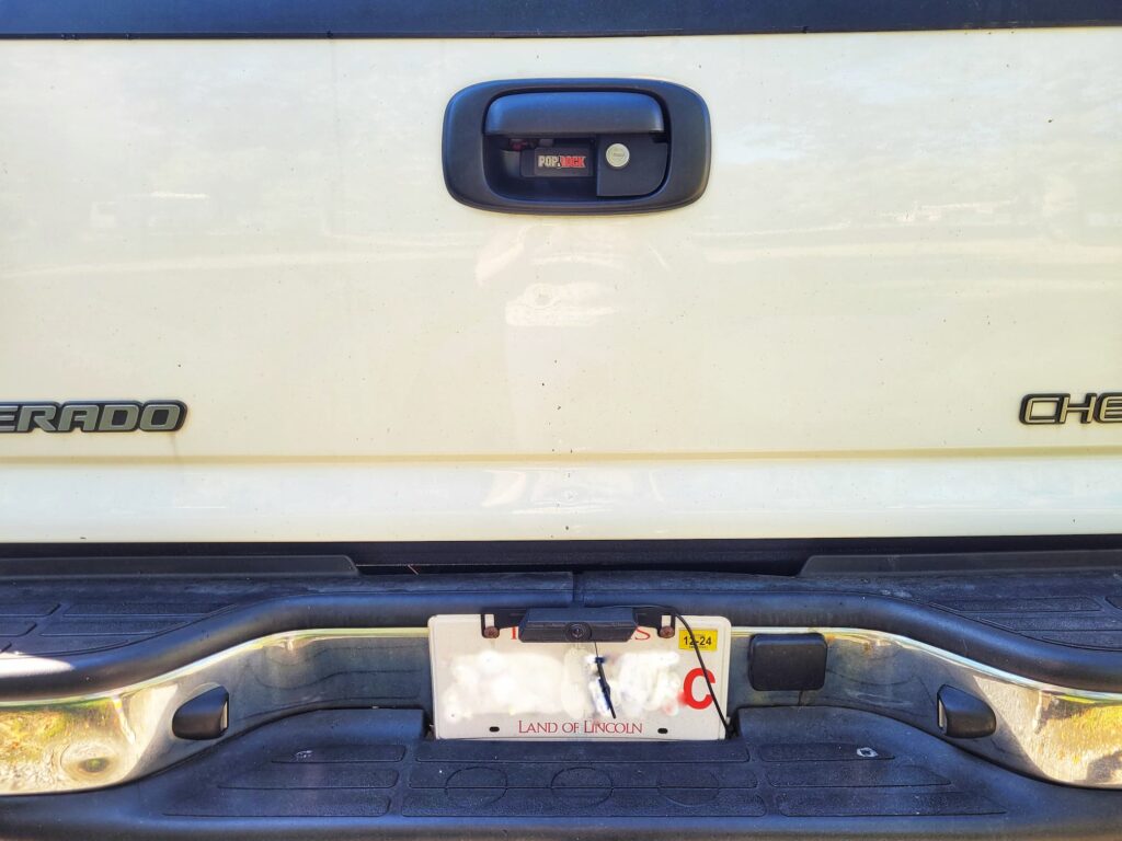 photo of back of truck with camera