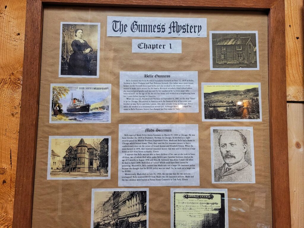 photo of bellee gunness mystery information display