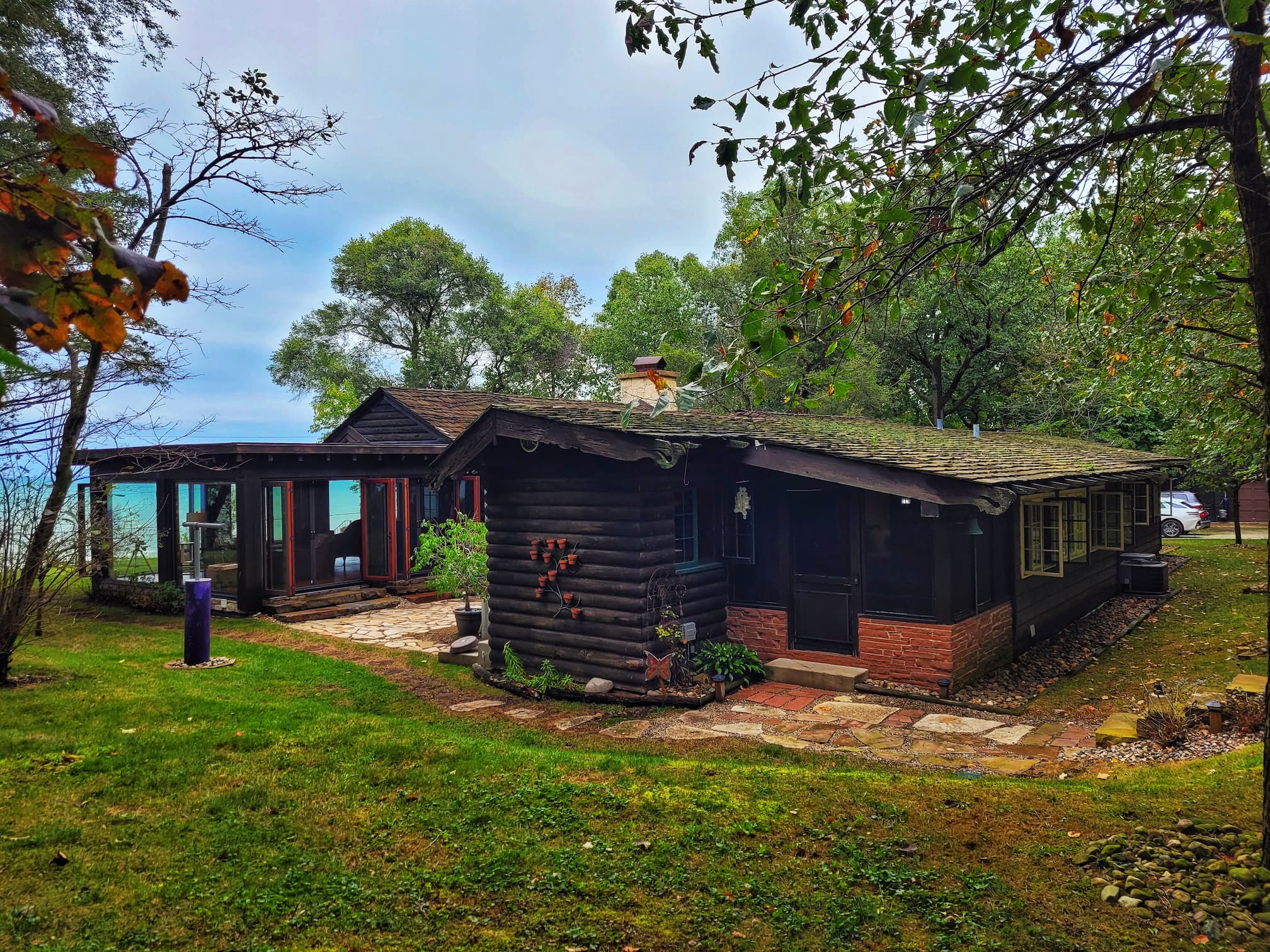 photo of cypress log cabin home in indiana dunes national park
