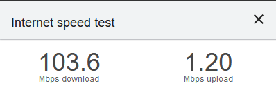 screenshot of internet speed