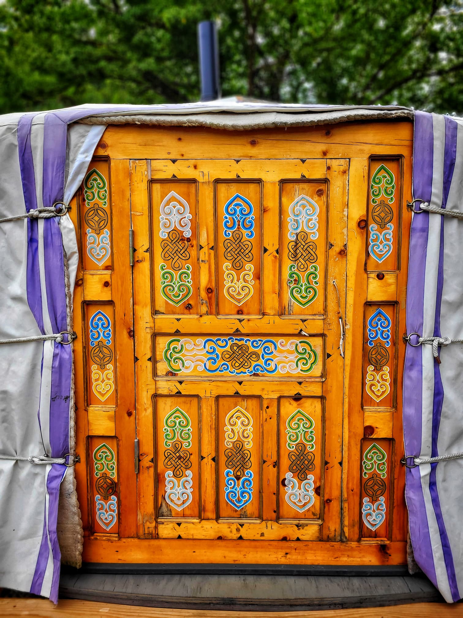 photo of painted mongolian ger door