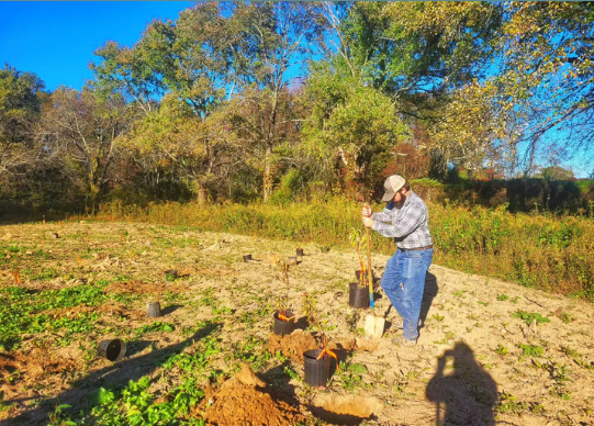 photo of josh planting shrubs