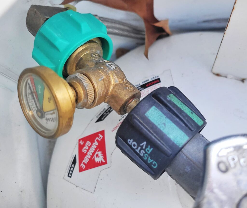 photo of gas stop propane pressure gauge