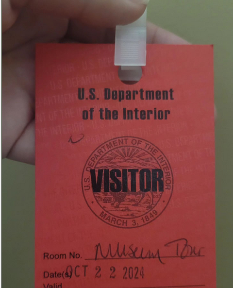 photo of department of interior visitor badge