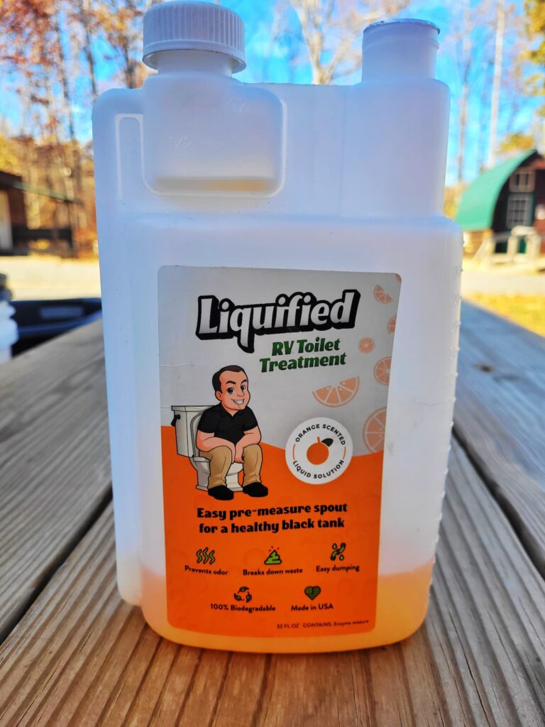 photo of liquified rv toilet treatment