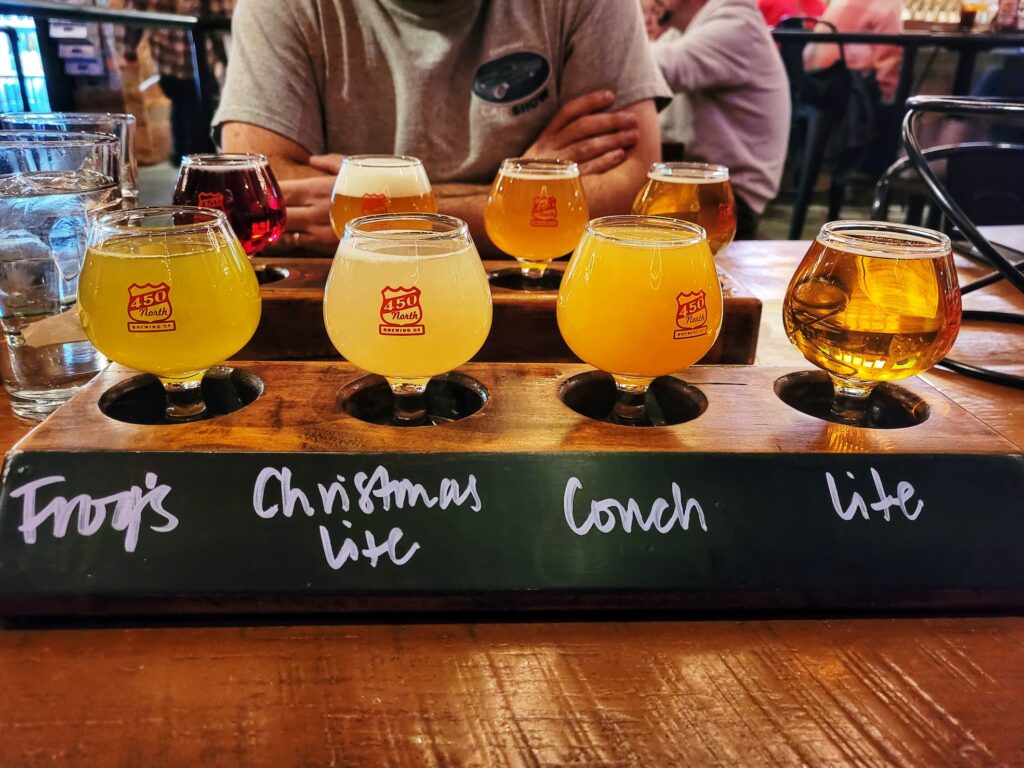 photo of beer flight at 450 north brewing