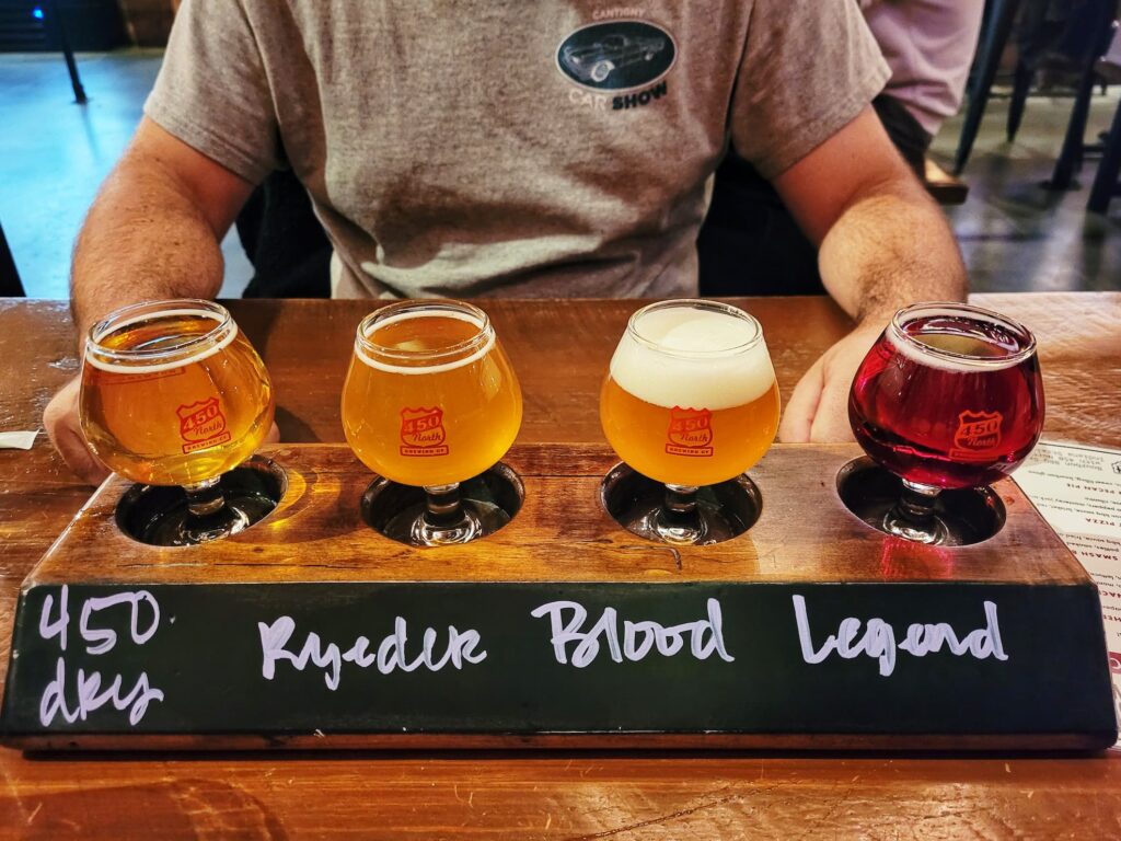 photo of beer flight at 450 north brewing