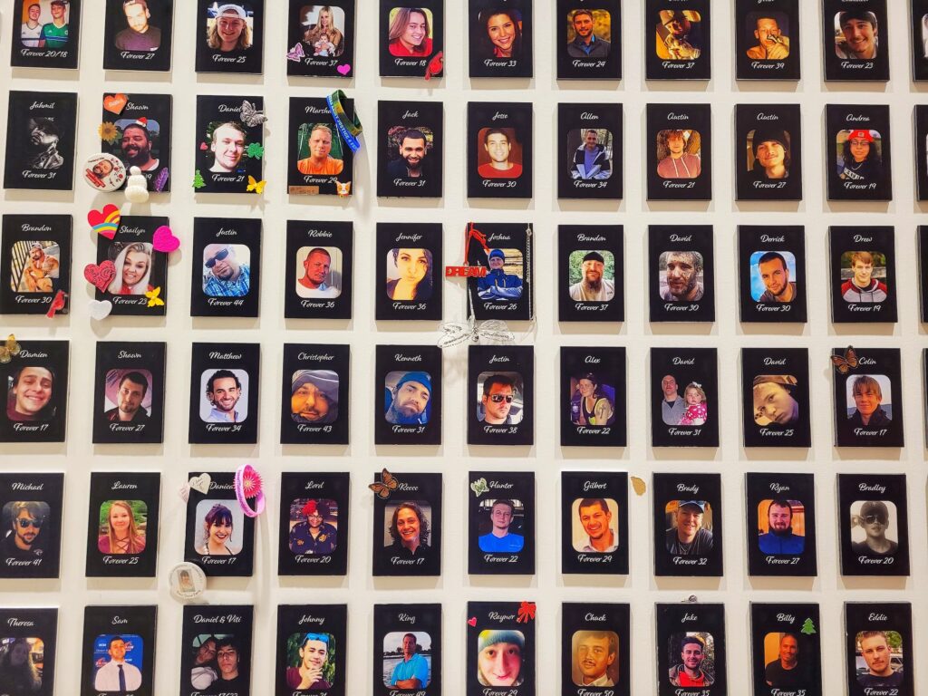 photo of close ups of faces of fentanyl memorial