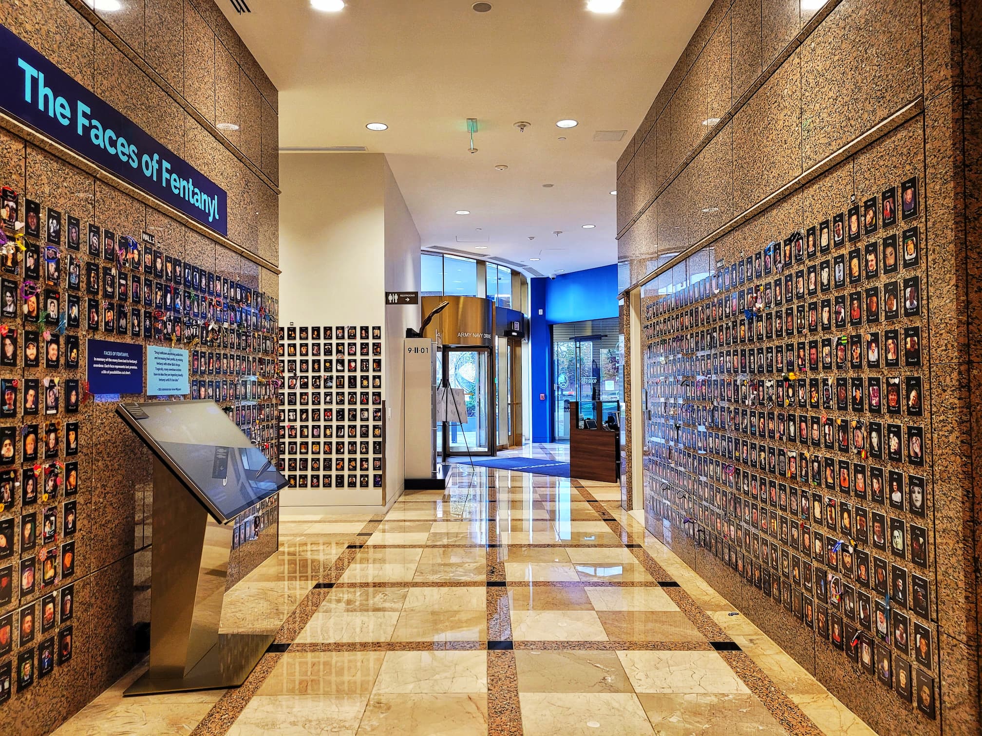 photo of faces of fentanyl memorial at the dea museum