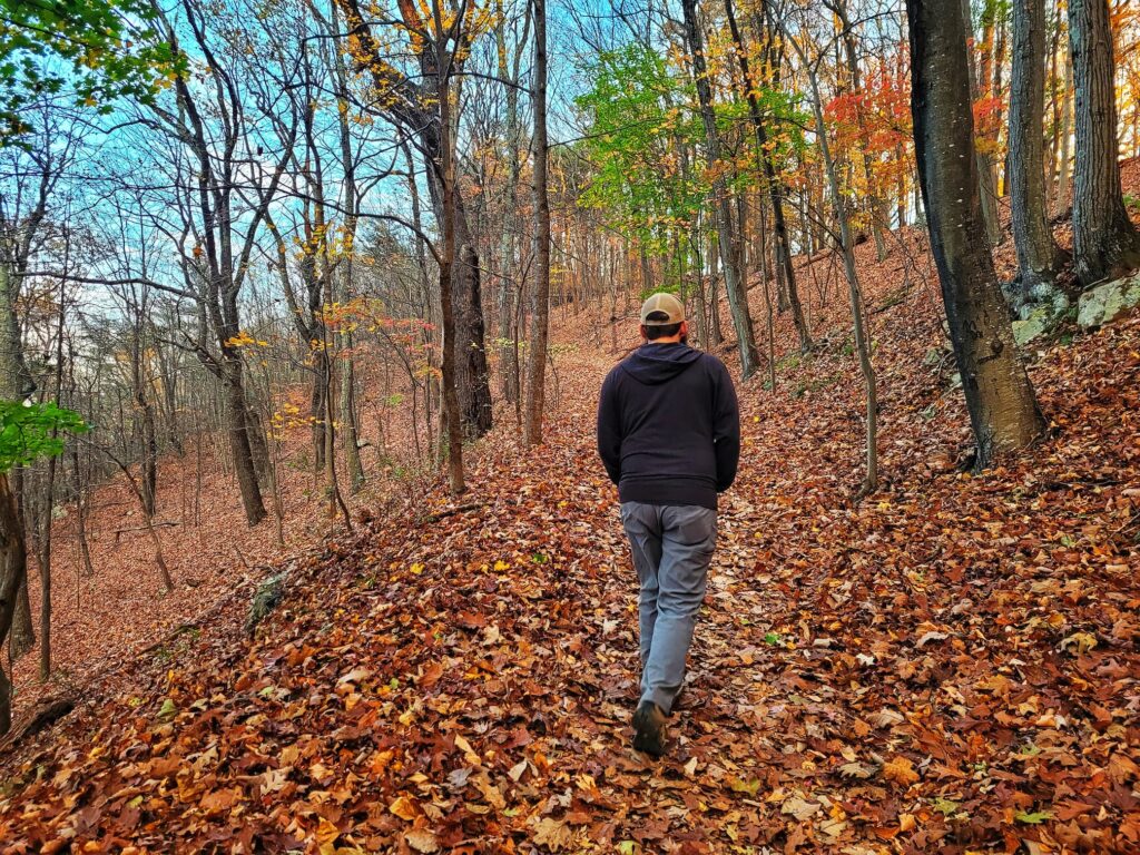 photo of josh hiking mill mountain