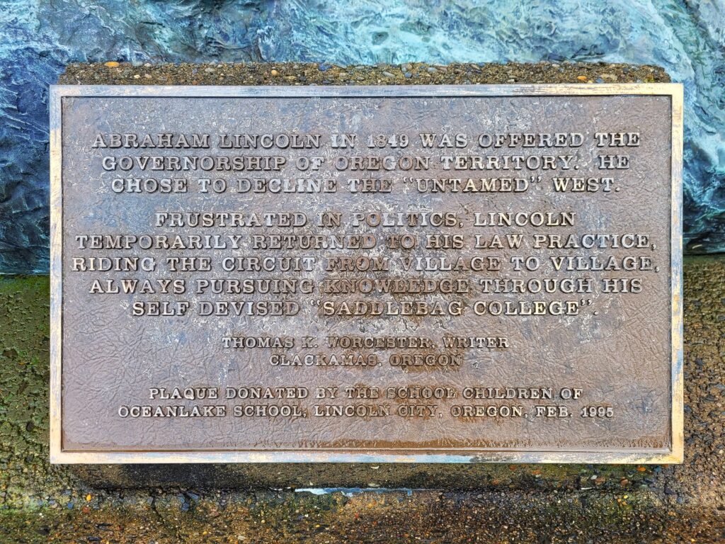 photo of lincoln city lincoln statue plaque