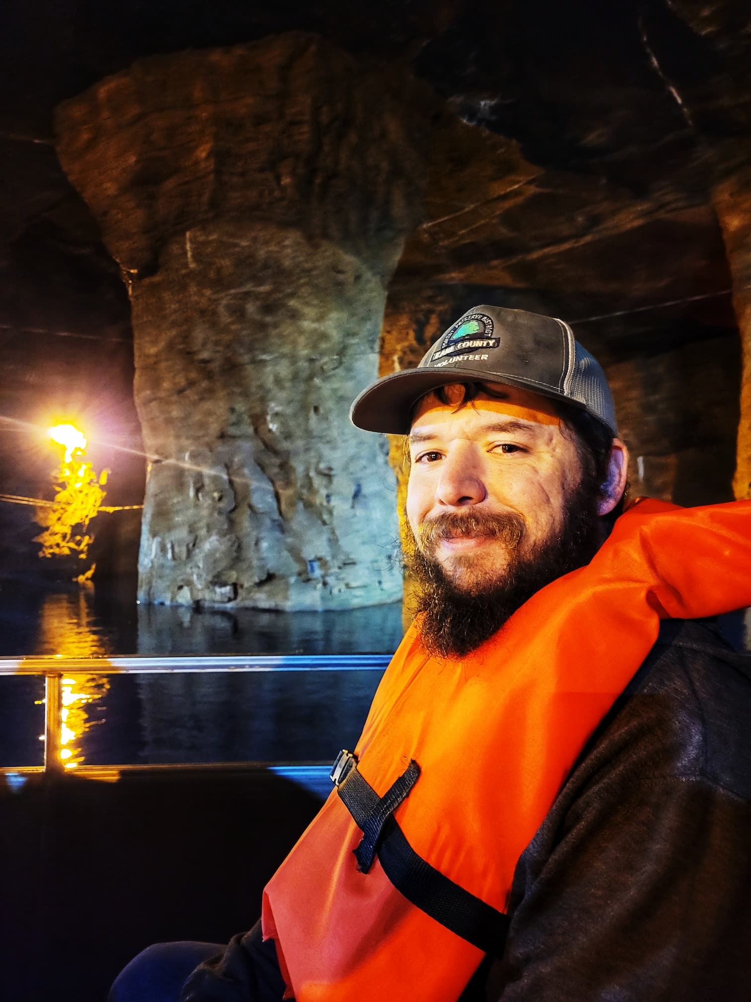 photo of josh on boat at bonne terre mine