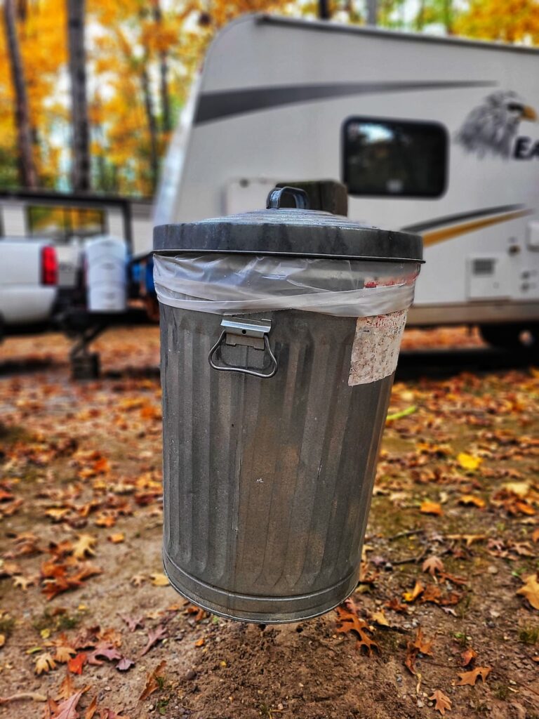 photo of cosca park campsite trash can