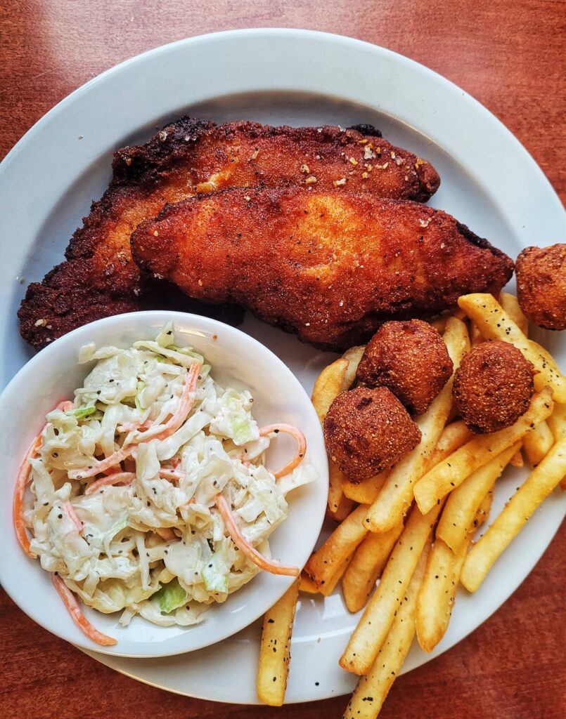 photo of plate with fried catfish